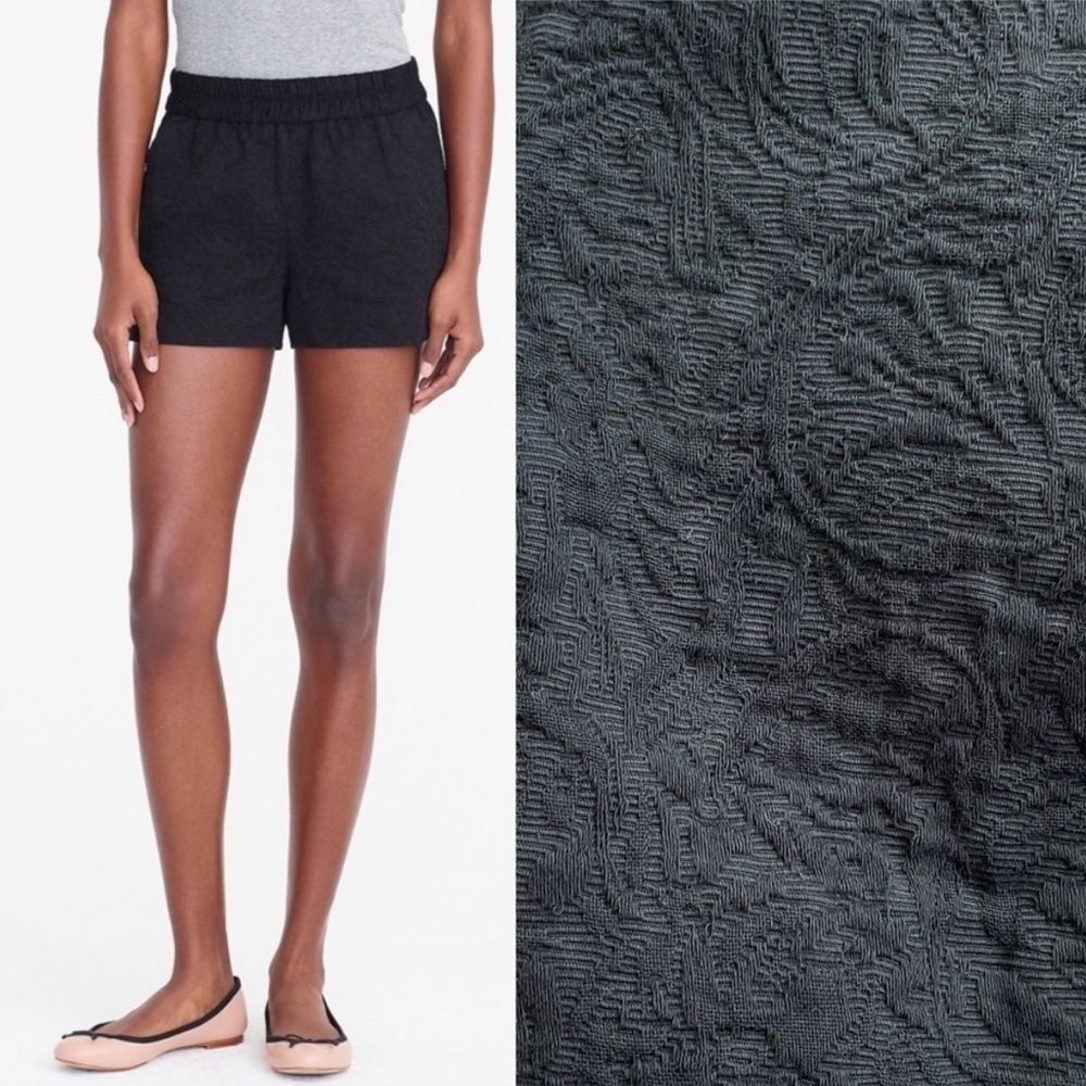J. Crew Floral Jacquard Boardwalk Short Black  00